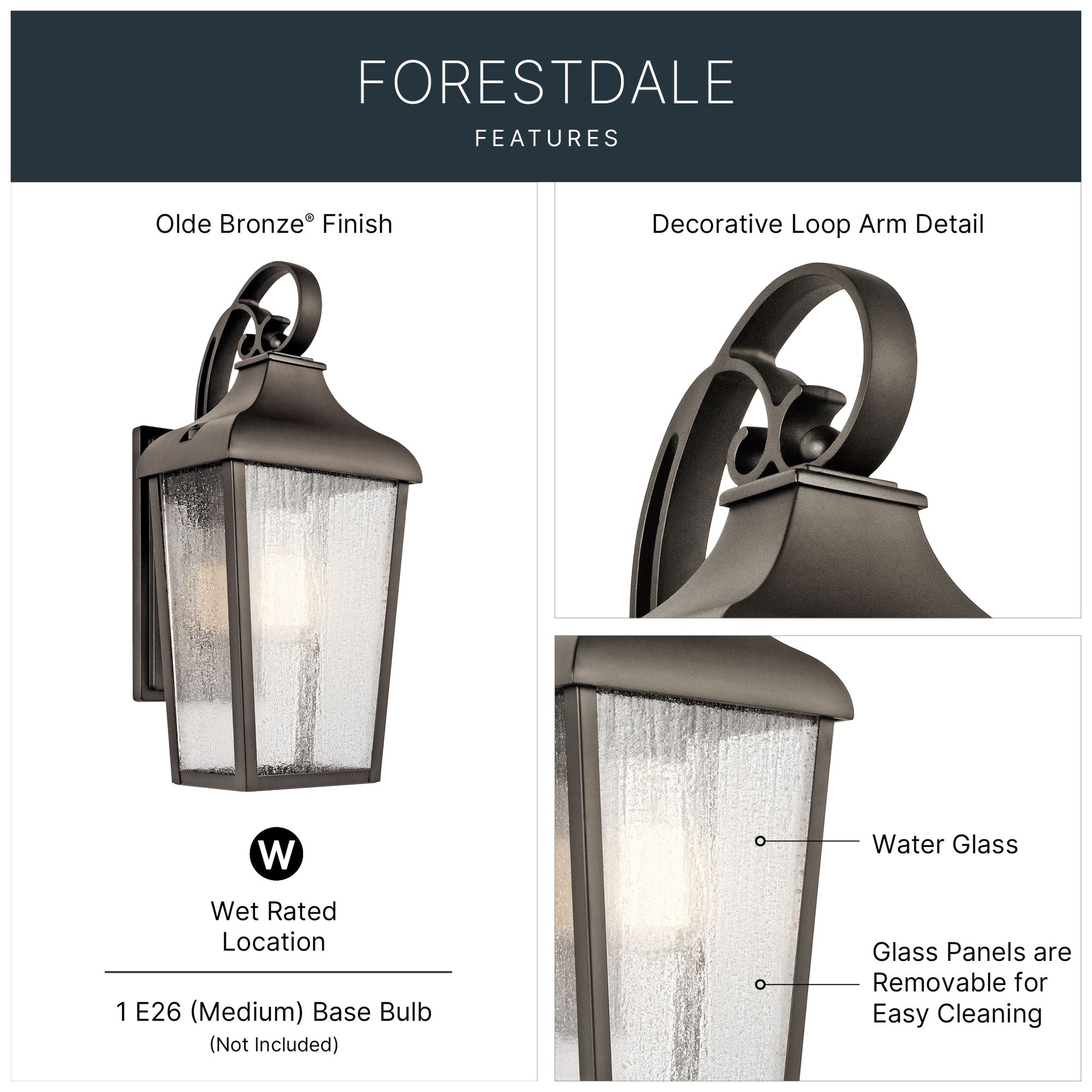 Image 3 Kichler Forestdale 14 3/4"H Old Bronze Outdoor Wall Light more views