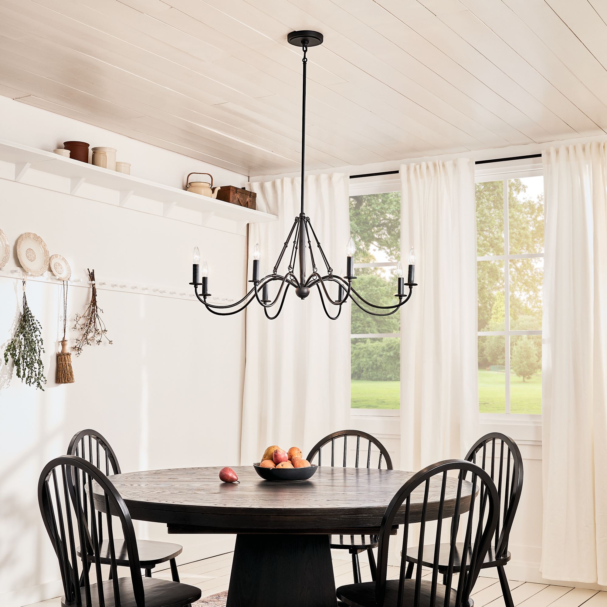 Kichler Freesia 38"W Textured Black 8-Light Chandelier in scene