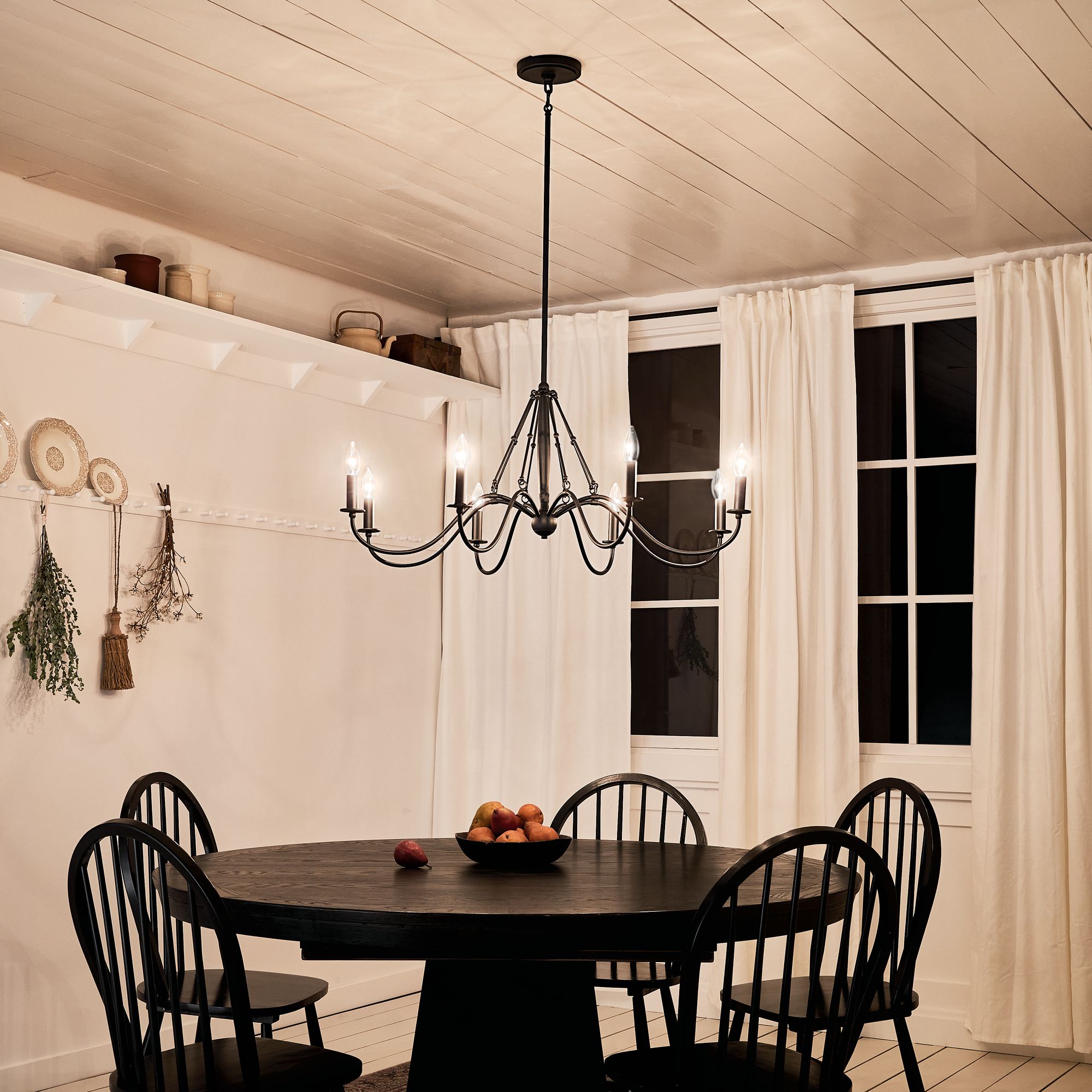 Kichler Freesia 38"W Textured Black 8-Light Chandelier in scene