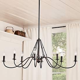 Image2 of Kichler Freesia 44 1/2"W Textured Black 8-Light Chandelier