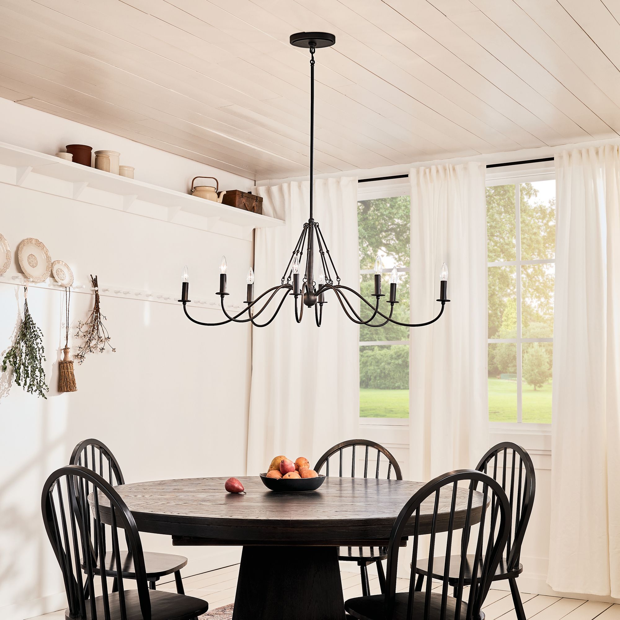 Kichler Freesia 44 1/2"W Textured Black 8-Light Chandelier in scene