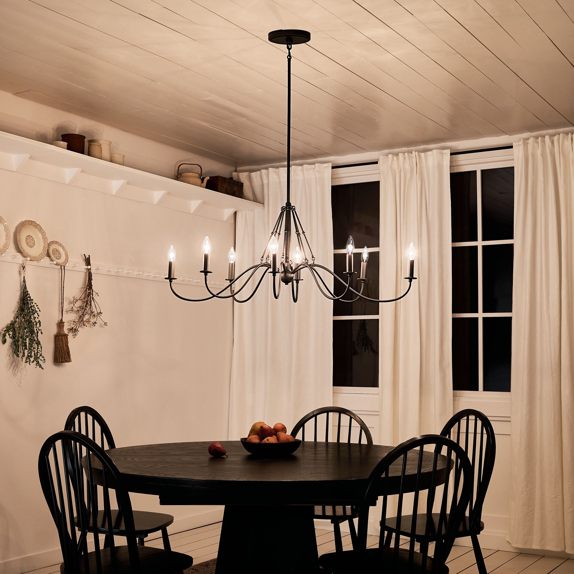 Kichler Freesia 44 1/2"W Textured Black 8-Light Chandelier in scene