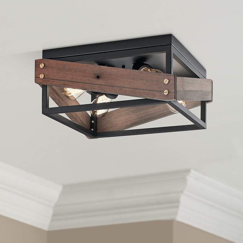 Image 1 Kichler Fulton Cross 16" Wide Black 4-Light Ceiling Light