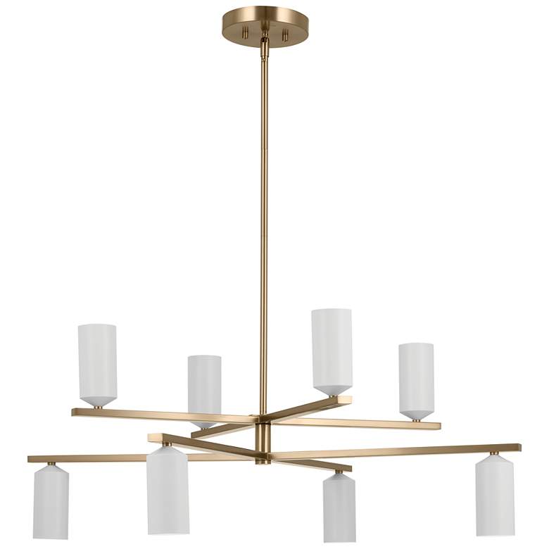 Image 1 Kichler Gala 36 Inch 8 Light Chandelier in Champagne Bronze with White