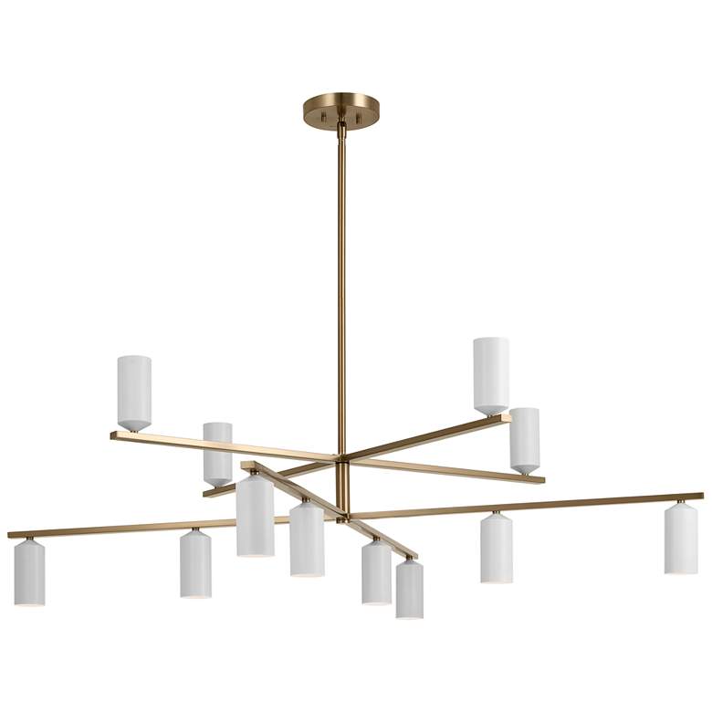 Image 1 Kichler Gala 55.75 Inch 12 Light Chandelier in Champagne Bronze with White