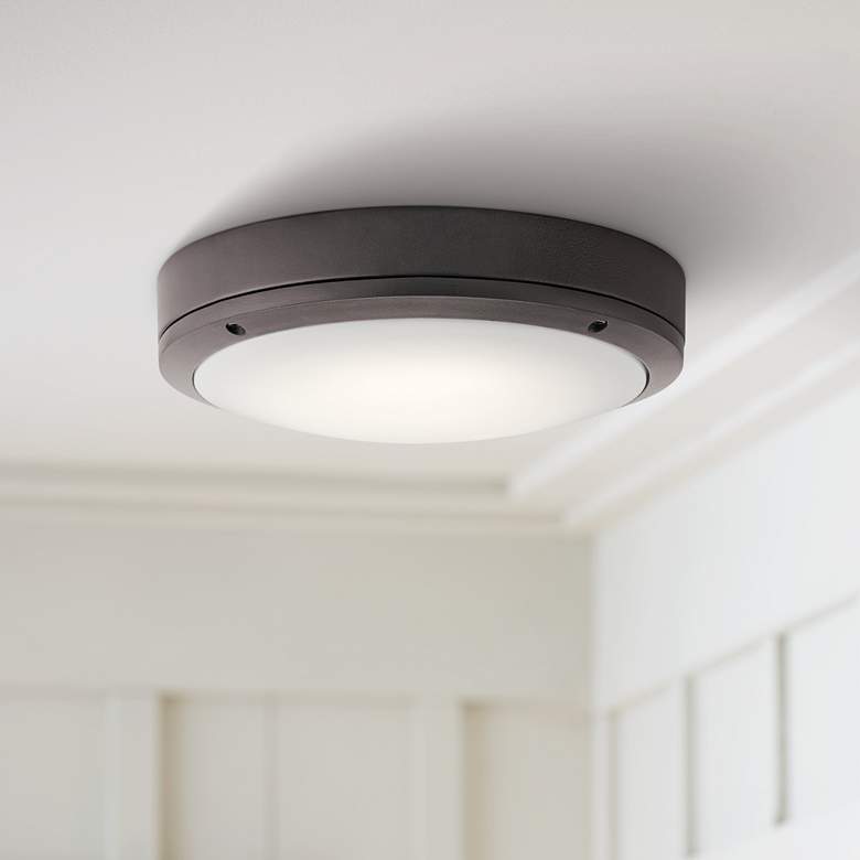 Image 1 Kichler Galveston 11" Wide Bronze LED Outdoor Ceiling Light