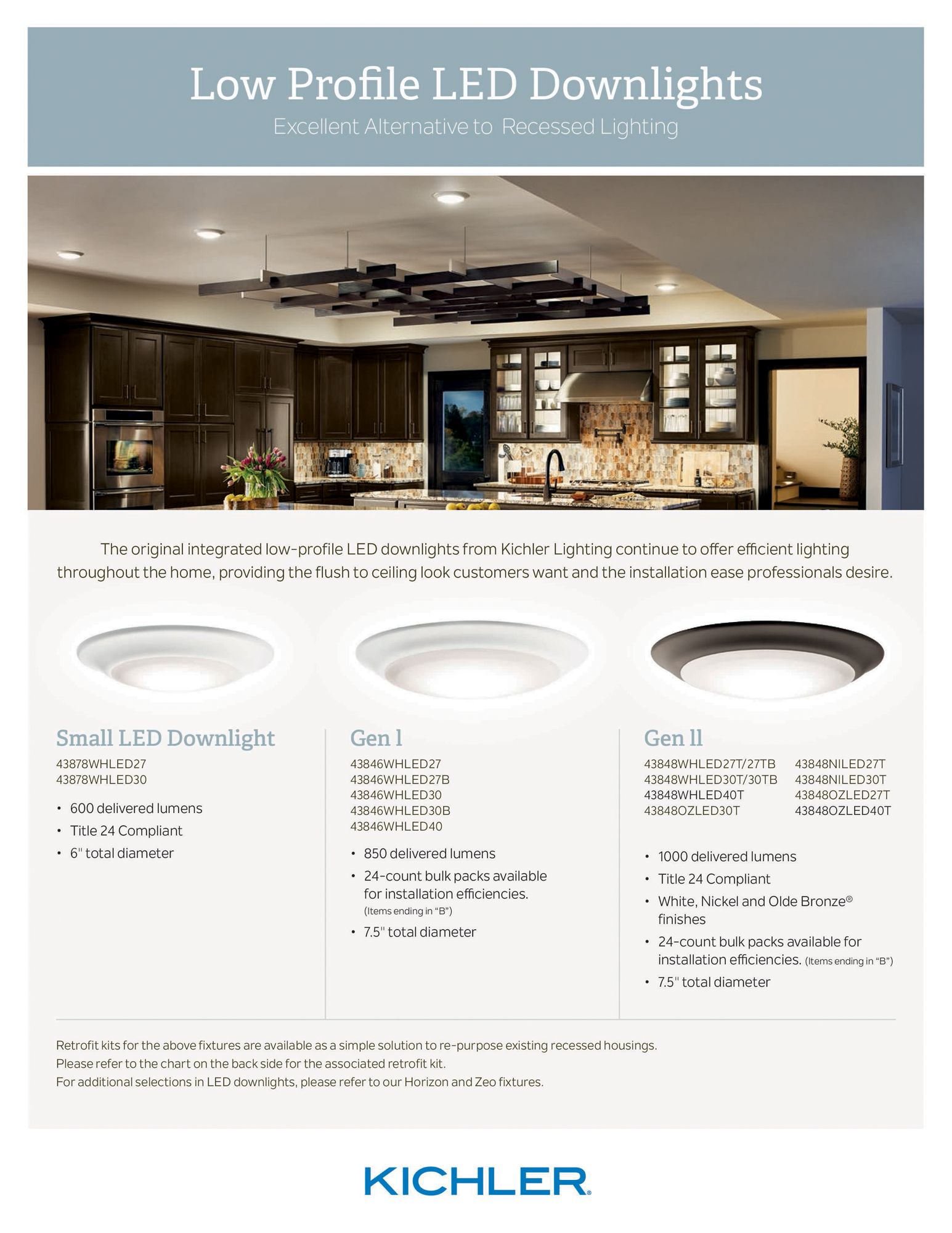 Kichler Gen I 7 1/2" White 3000K LED Retrofit Downlight