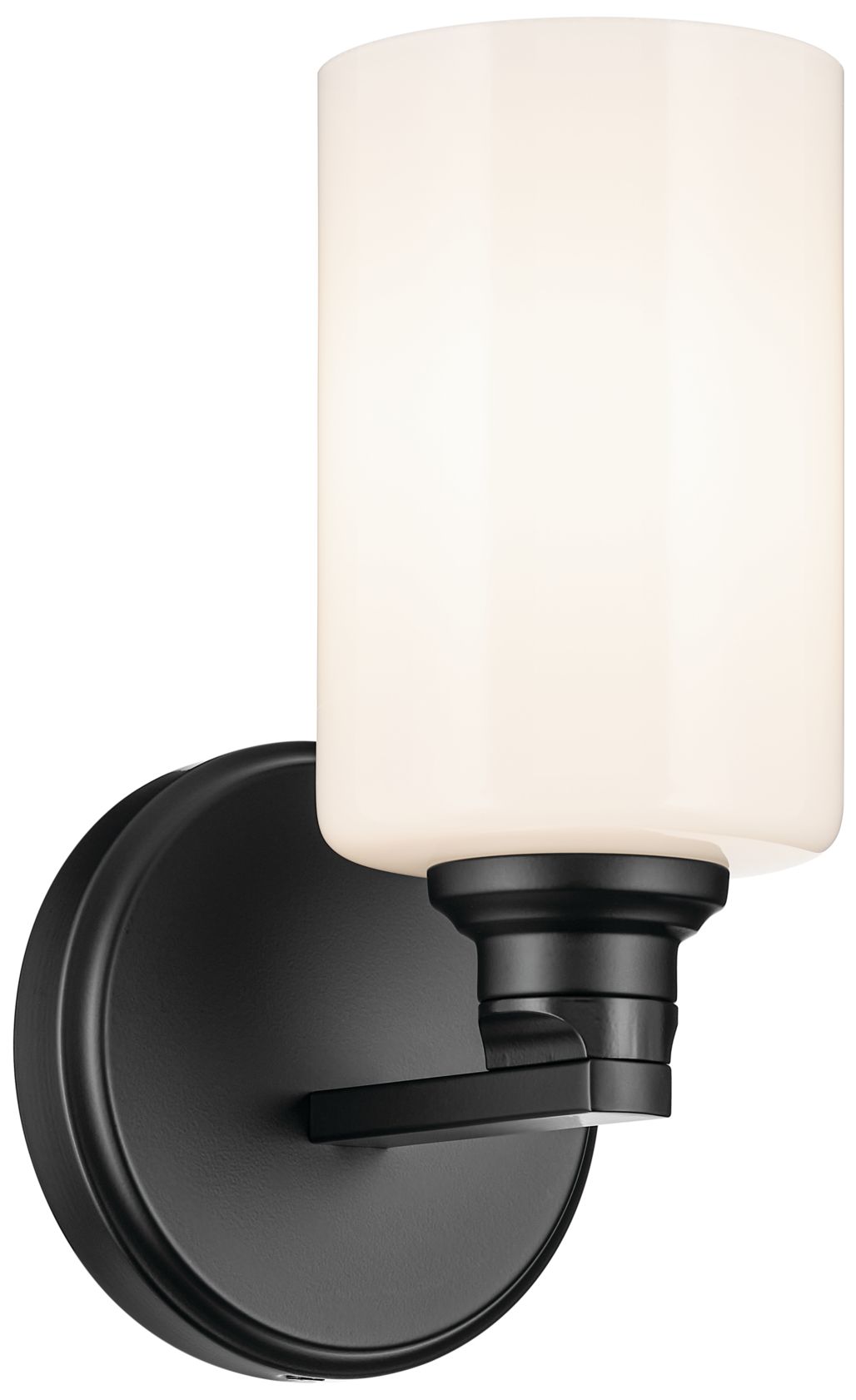 Kichler Gioe 1-Light Black Vanity Light with Opal Fluted Glass Shades