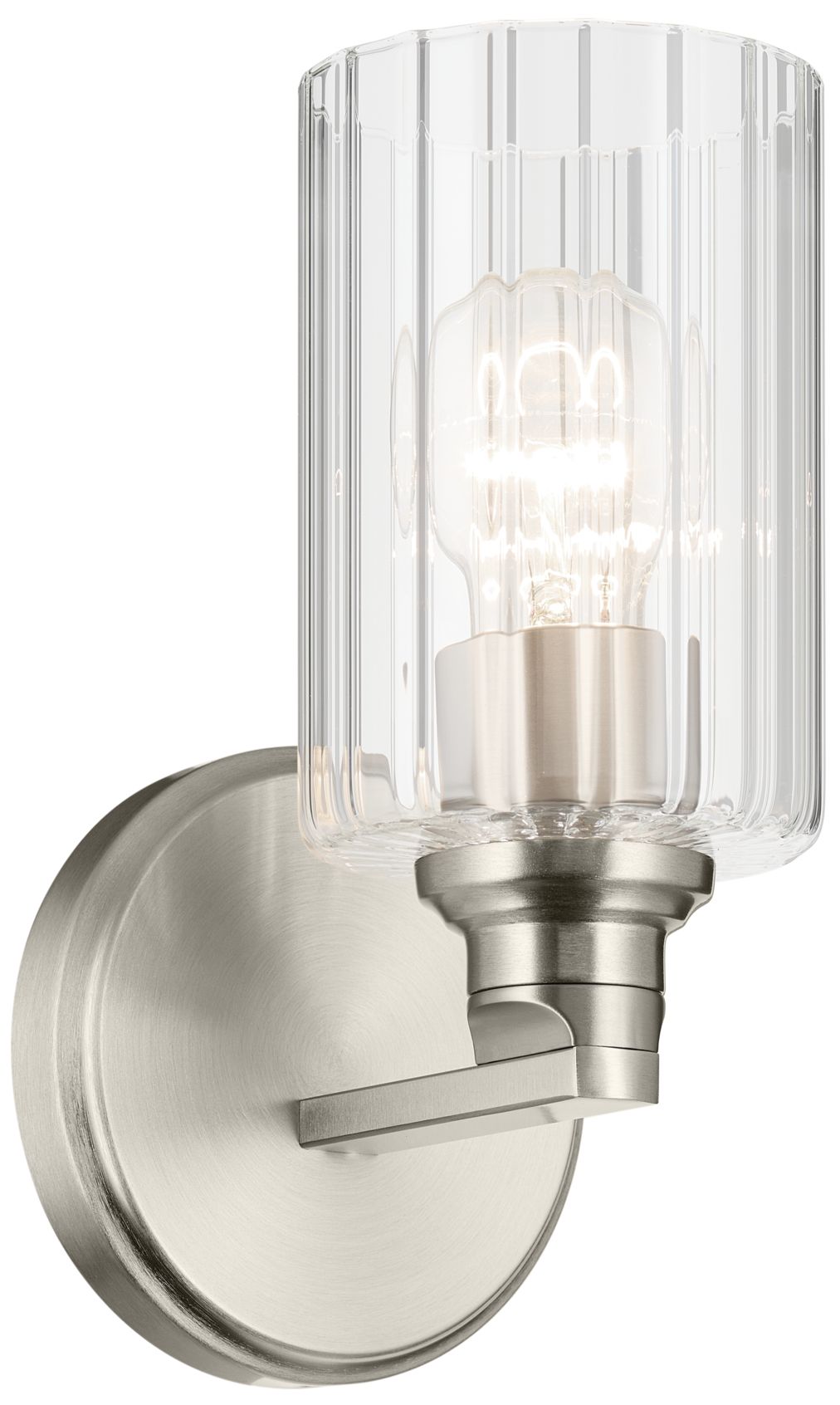 Kichler Gioe 1-Light Brushed Nickel Wall Sconce with Clear Fluted Glass