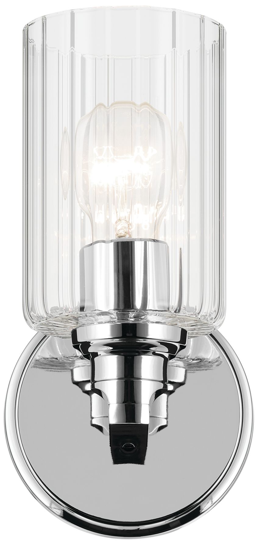 Image 5 Kichler Gioe 1-Light Chrome Wall Sconce with Clear Fluted Glass Shades more views