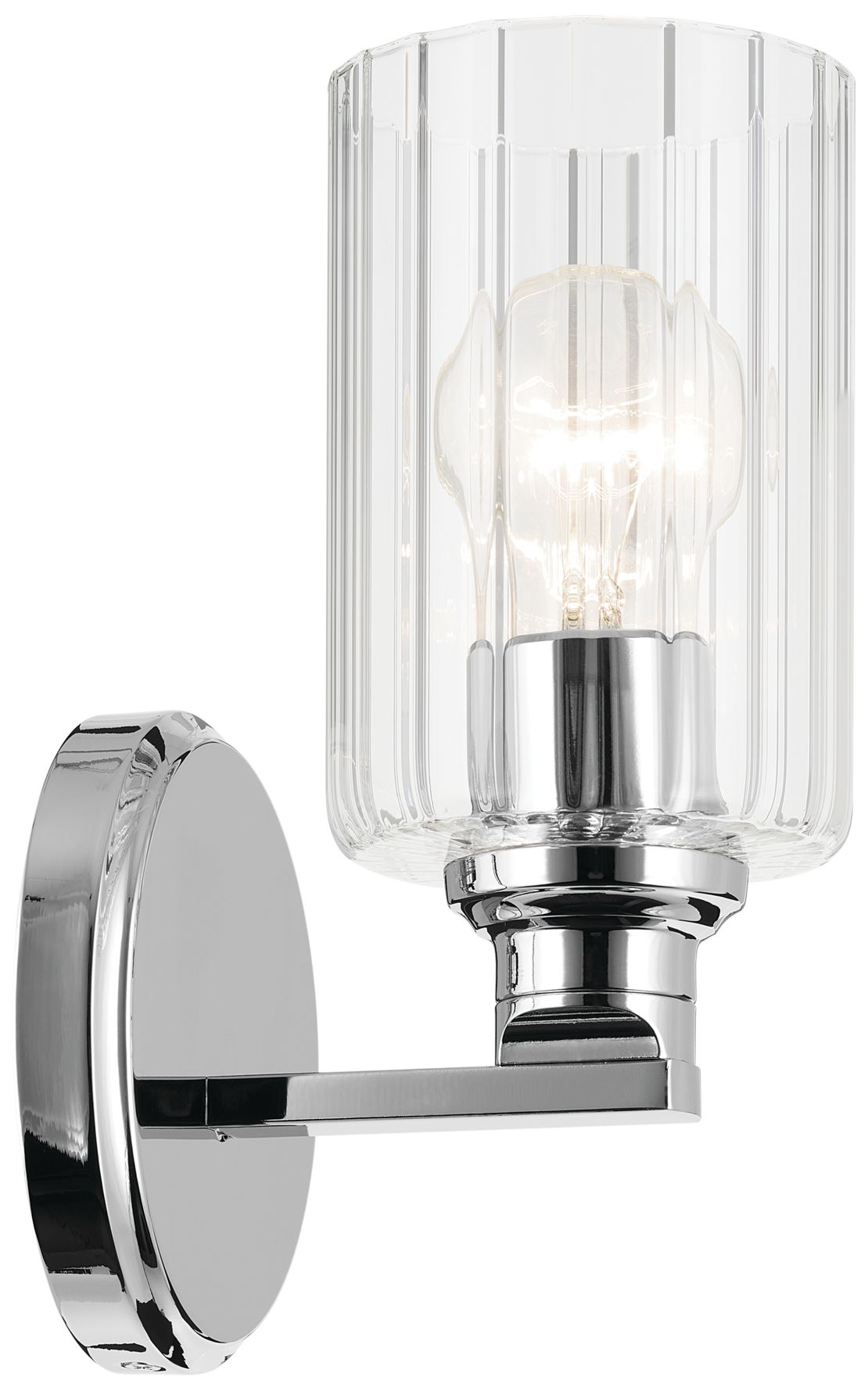 Image 6 Kichler Gioe 1-Light Chrome Wall Sconce with Clear Fluted Glass Shades more views