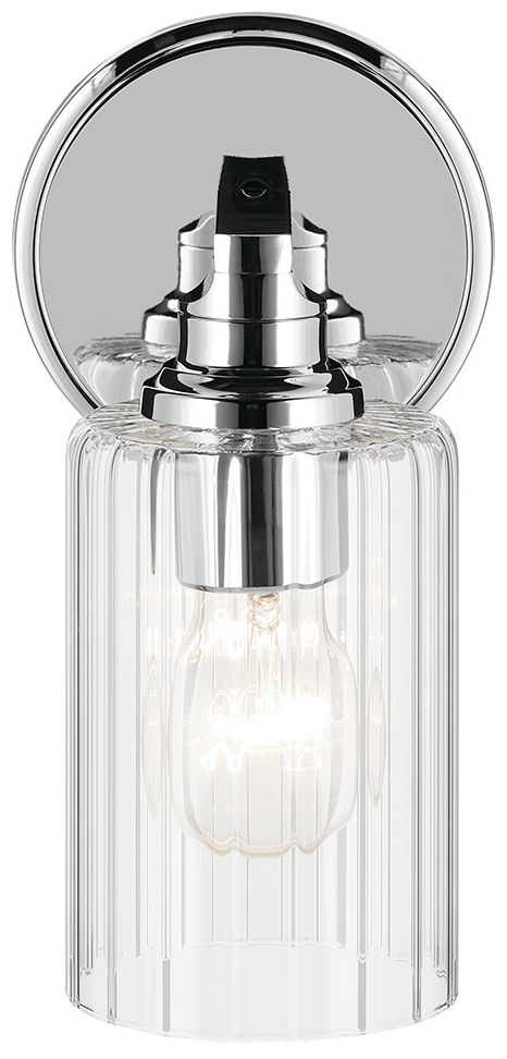 Image 7 Kichler Gioe 1-Light Chrome Wall Sconce with Clear Fluted Glass Shades more views