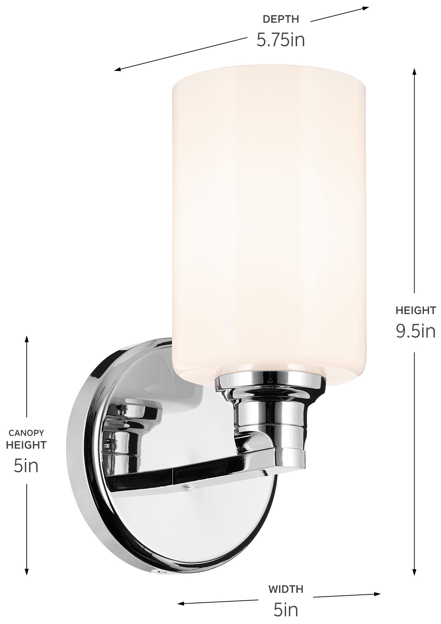 Image 3 Kichler Gioe 1-Light Chrome Wall Sconce with Opal Glass Shades more views