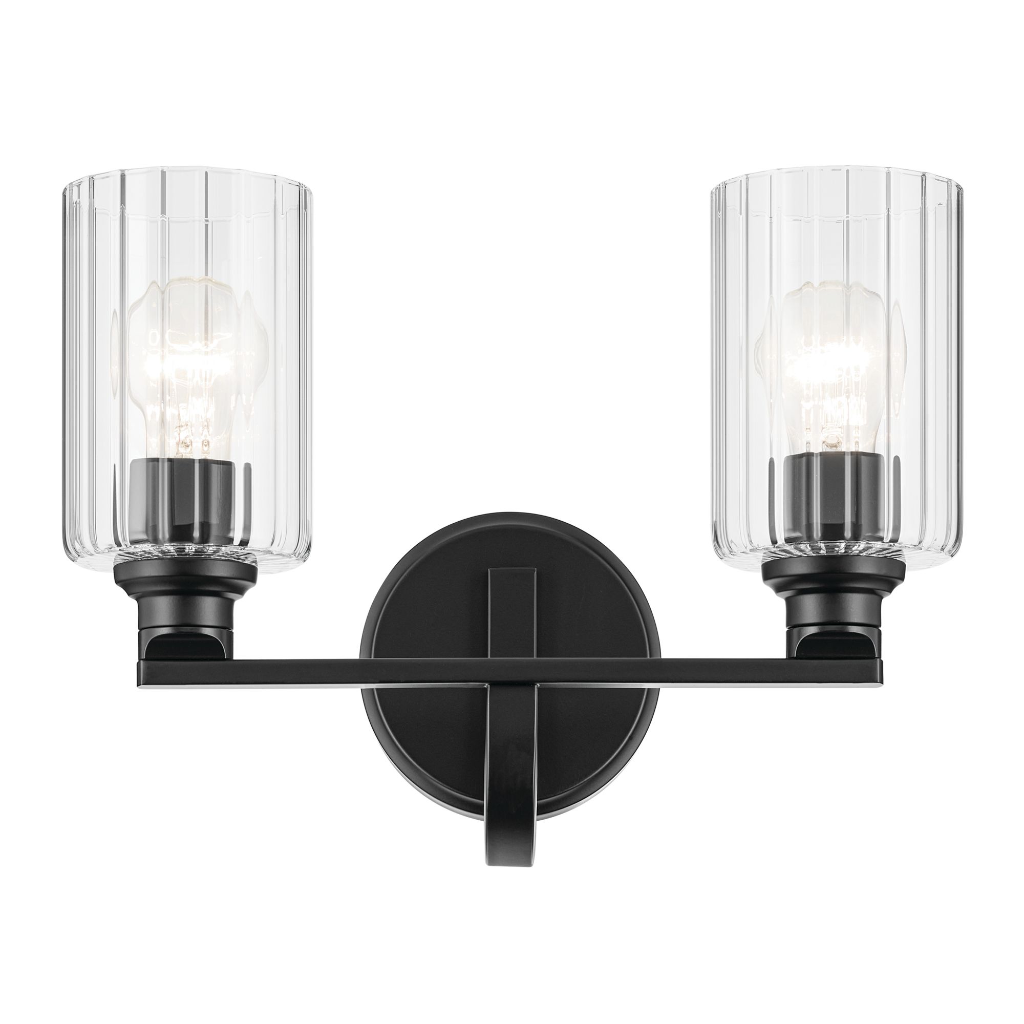 Image 5 Kichler Gioe 2-Light Black Vanity Light with Clear Fluted Glass Shades more views