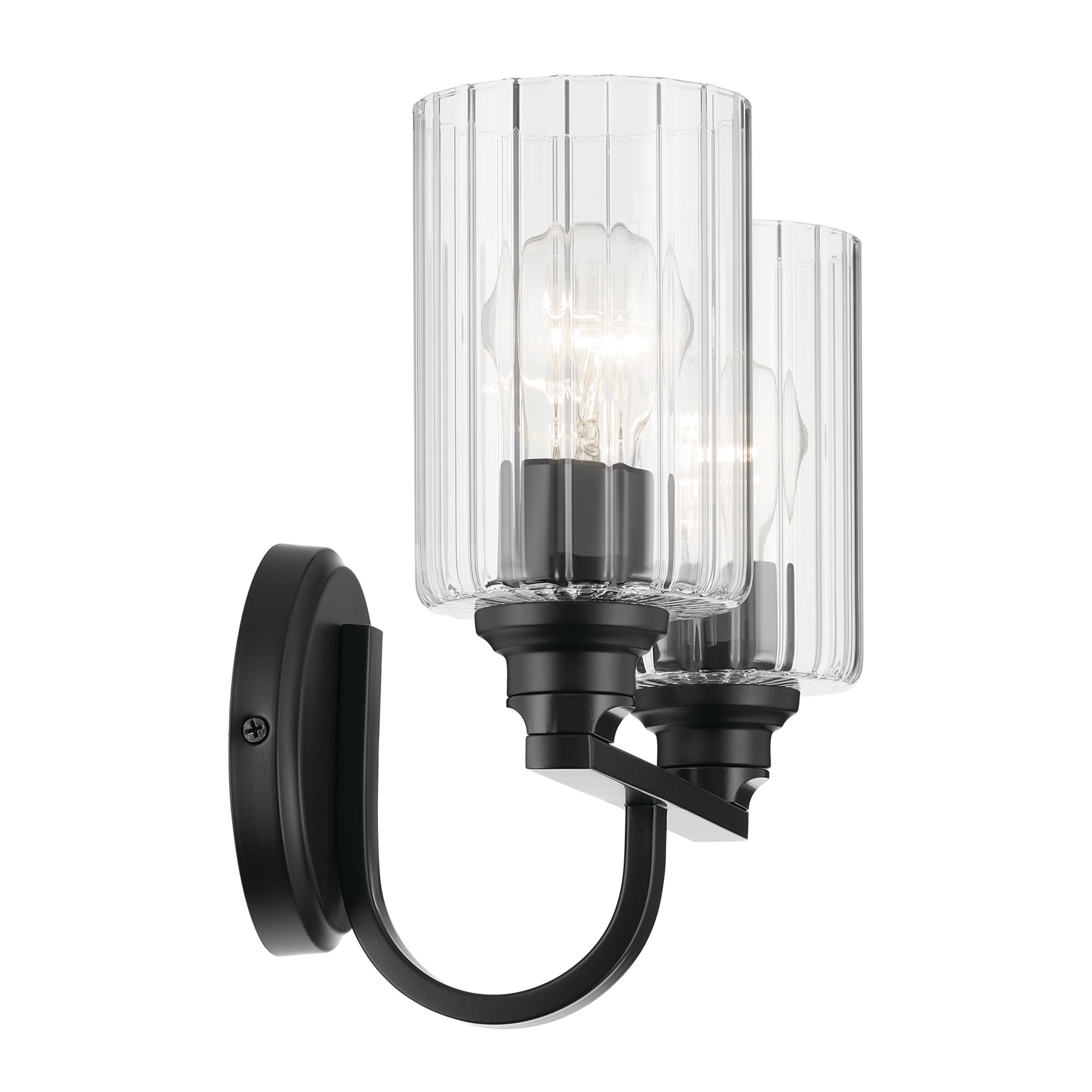Image 6 Kichler Gioe 2-Light Black Vanity Light with Clear Fluted Glass Shades more views