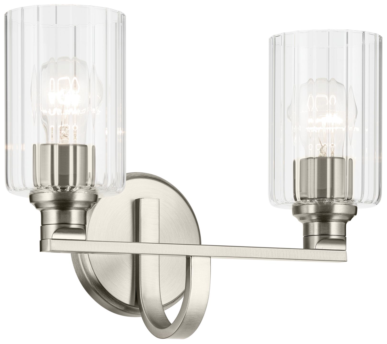 Kichler Gioe 2-Light Brushed Nickel Vanity Light with Clear Glass Shades
