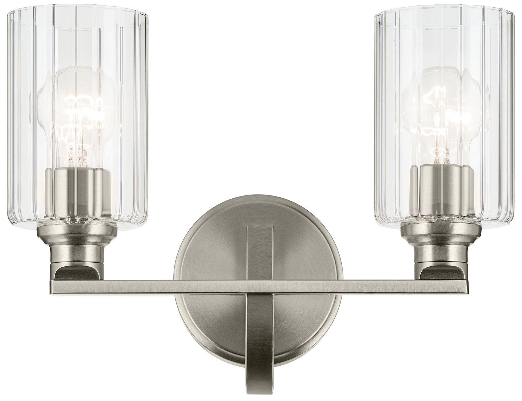 Image 2 Kichler Gioe 2-Light Brushed Nickel Vanity Light with Clear Glass Shades more views