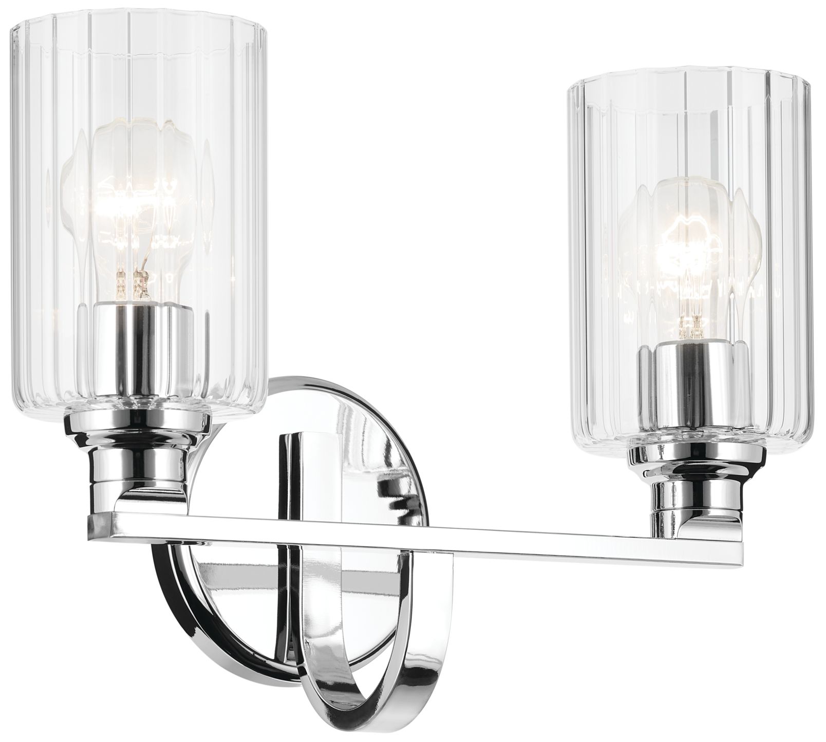 Kichler Gioe 2-Light Chrome Vanity Light with Clear Fluted Glass Shades
