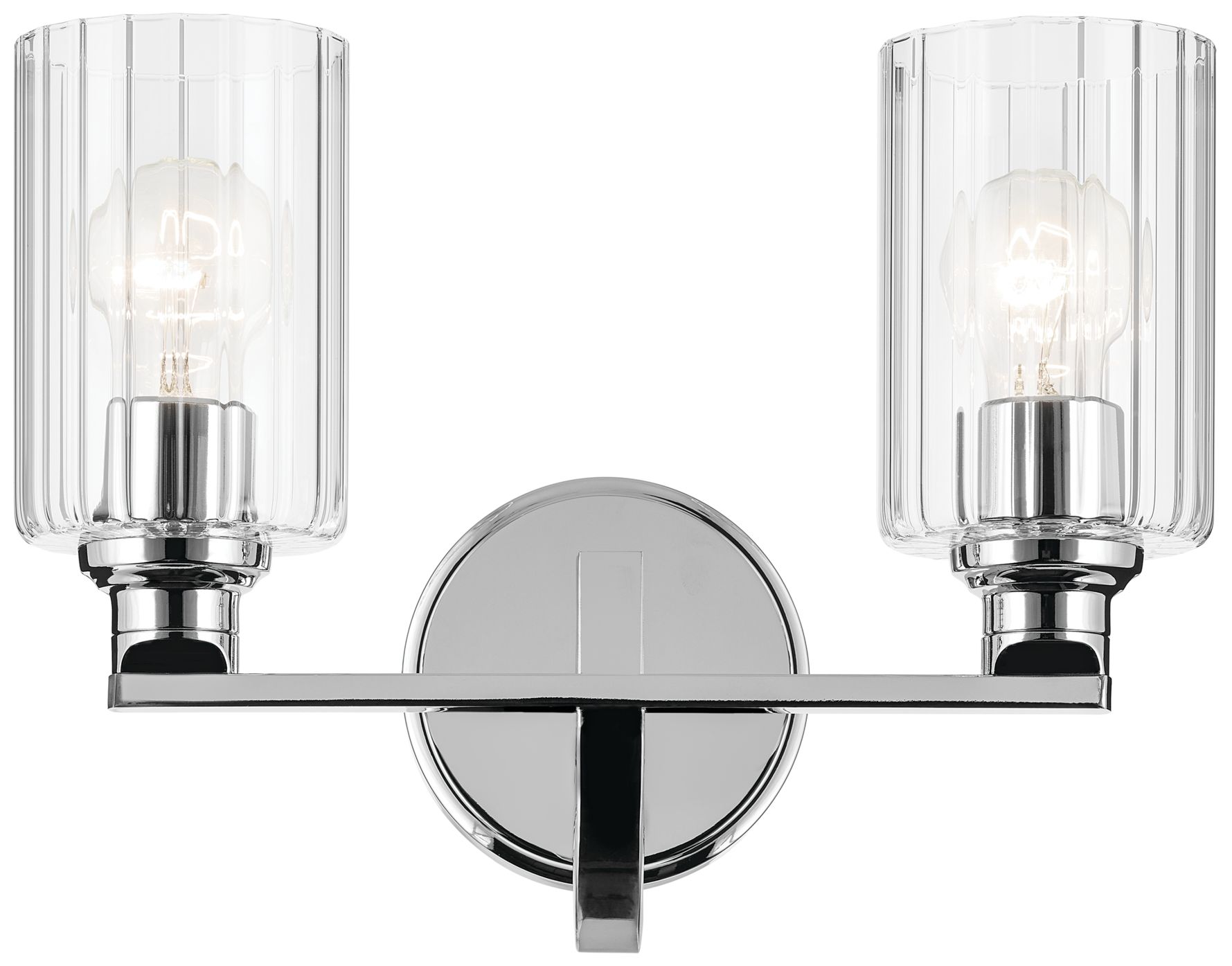 Image 2 Kichler Gioe 2-Light Chrome Vanity Light with Clear Fluted Glass Shades more views