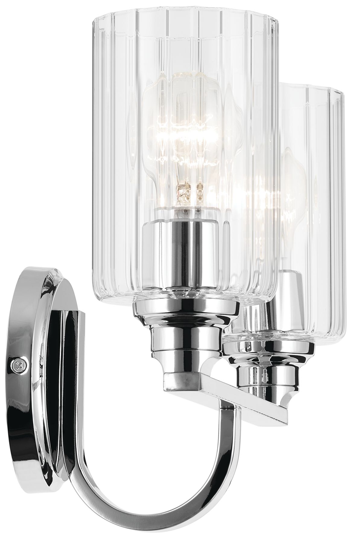 Image 3 Kichler Gioe 2-Light Chrome Vanity Light with Clear Fluted Glass Shades more views