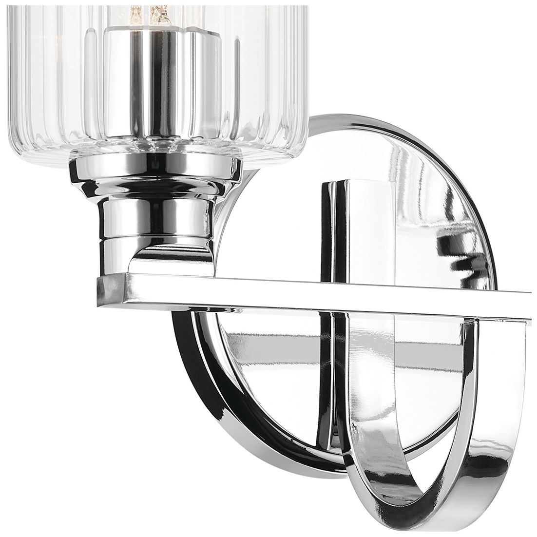 Image 5 Kichler Gioe 2-Light Chrome Vanity Light with Clear Fluted Glass Shades more views