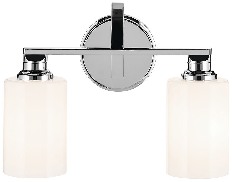 Image 5 Kichler Gioe 2-Light Chrome Vanity Light with Opal Glass Shades more views