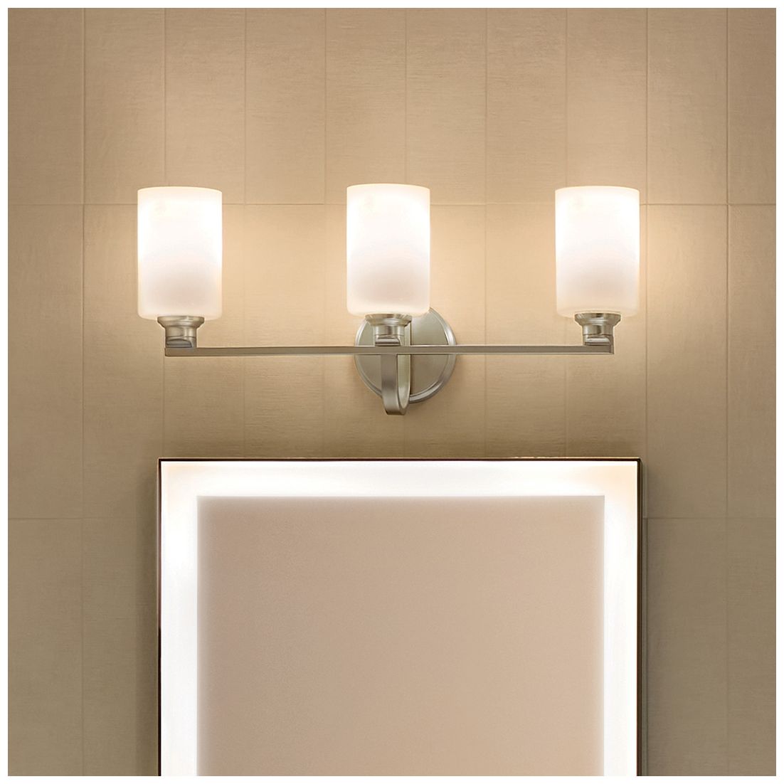 Image 3 Kichler Gioe 24 1/4" Wide Brushed Nickel Opal Glass Bath Fixture more views