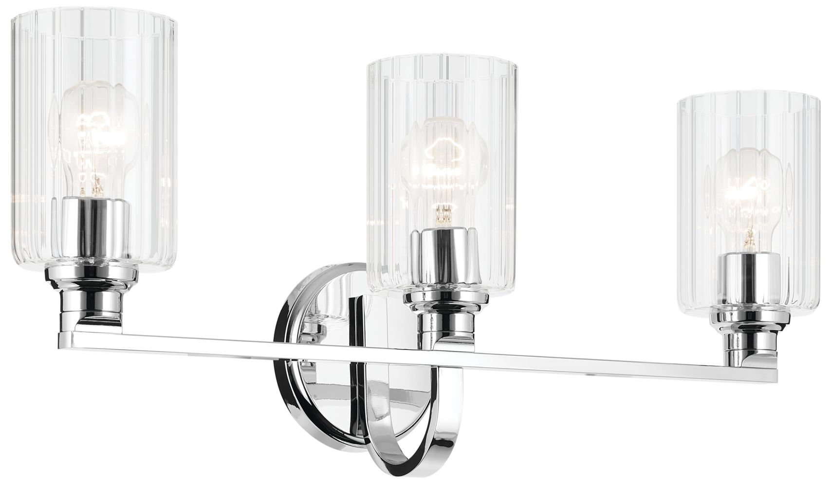 Kichler Gioe 3-Light Chrome Vanity Light with Clear Fluted Glass Shades
