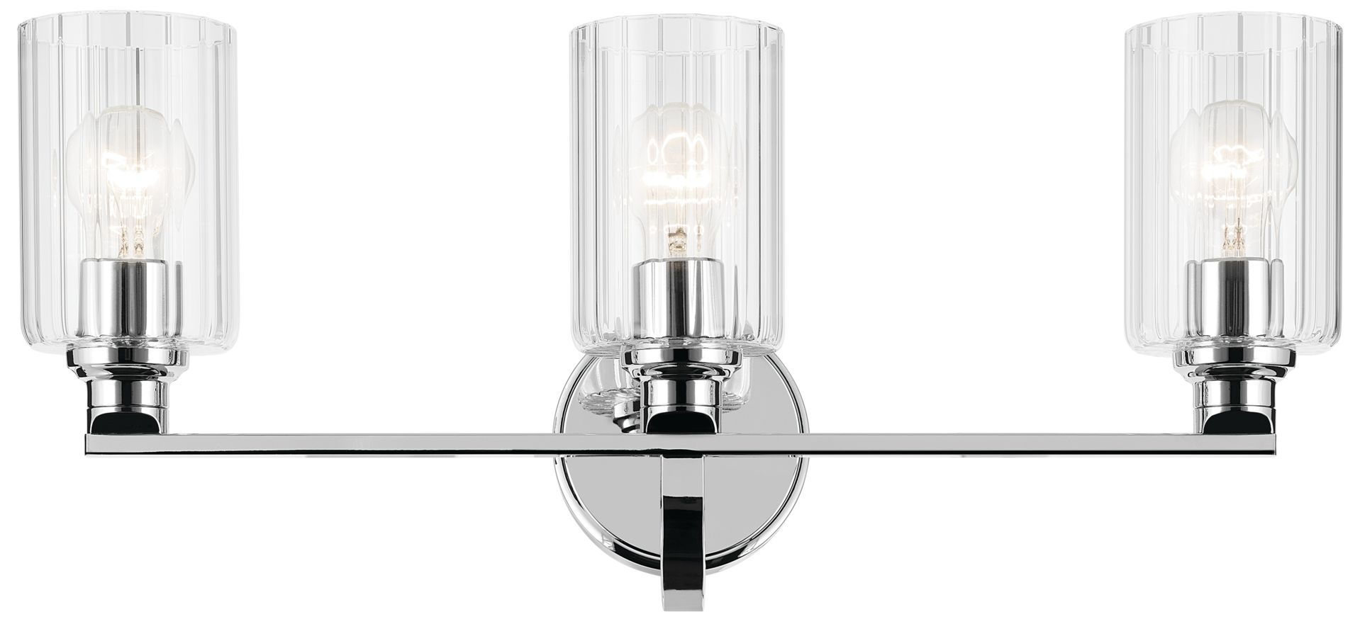 Image 5 Kichler Gioe 3-Light Chrome Vanity Light with Clear Fluted Glass Shades more views