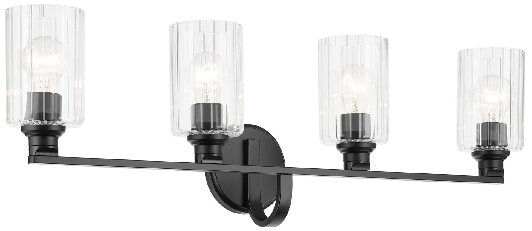 Kichler Gioe 4-Light Black Vanity Light with Clear Fluted Glass Shades