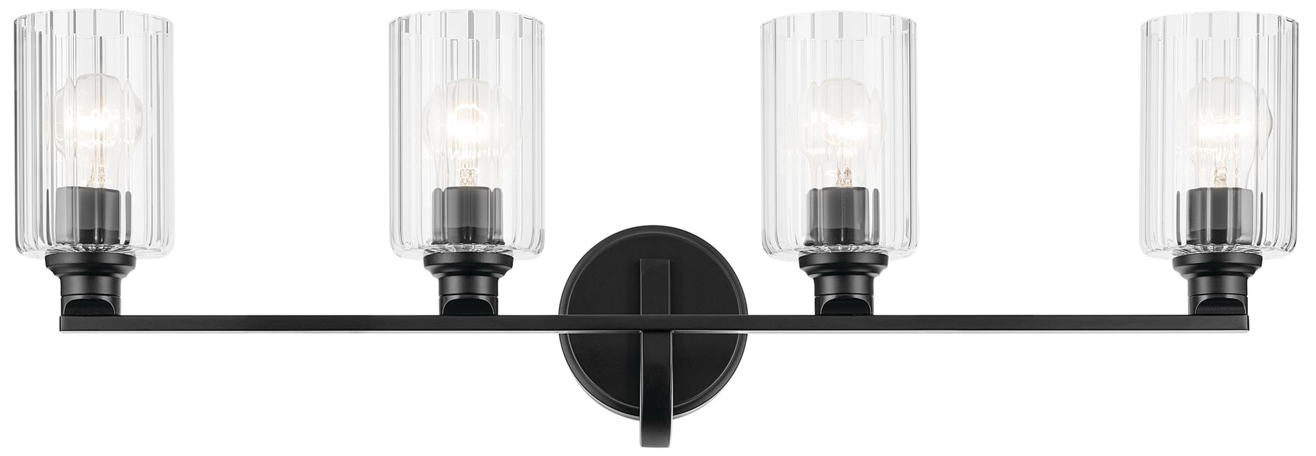 Image 3 Kichler Gioe 4-Light Black Vanity Light with Clear Fluted Glass Shades more views