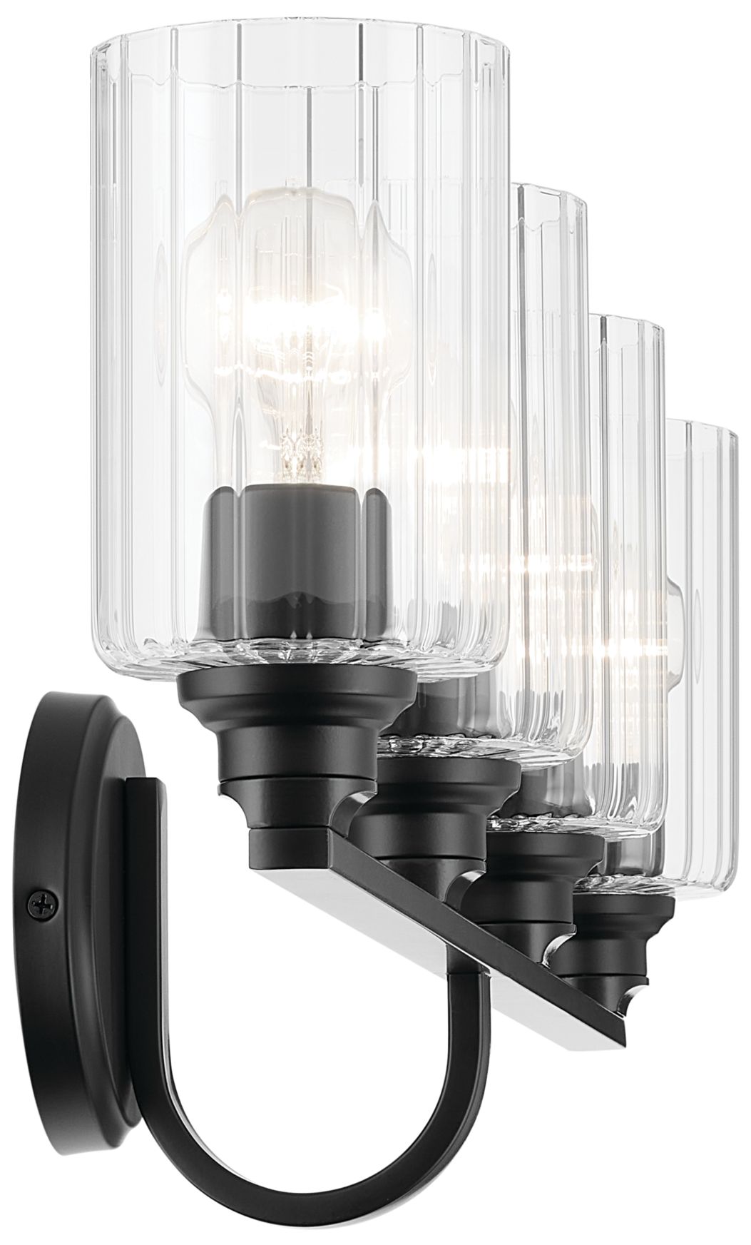 Image 4 Kichler Gioe 4-Light Black Vanity Light with Clear Fluted Glass Shades more views