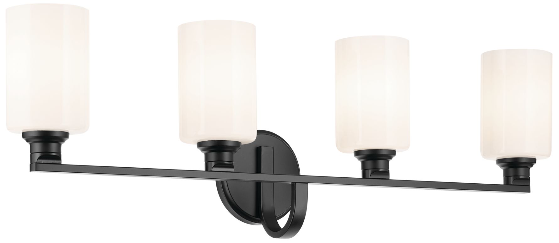 Kichler Gioe 4-Light Black Vanity Light with Opal Fluted Glass Shades