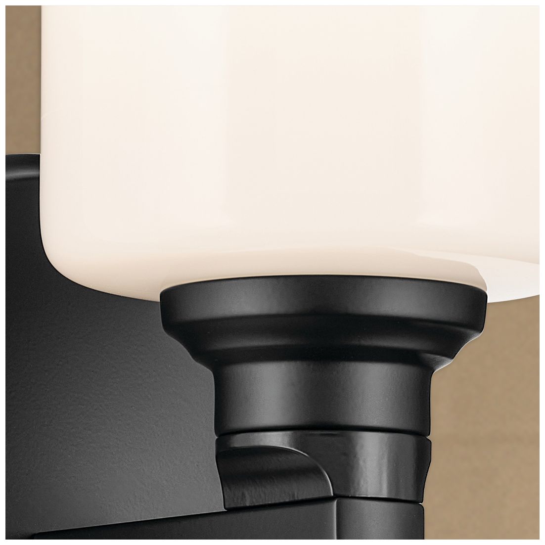Image 4 Kichler Gioe 4-Light Black Vanity Light with Opal Fluted Glass Shades more views