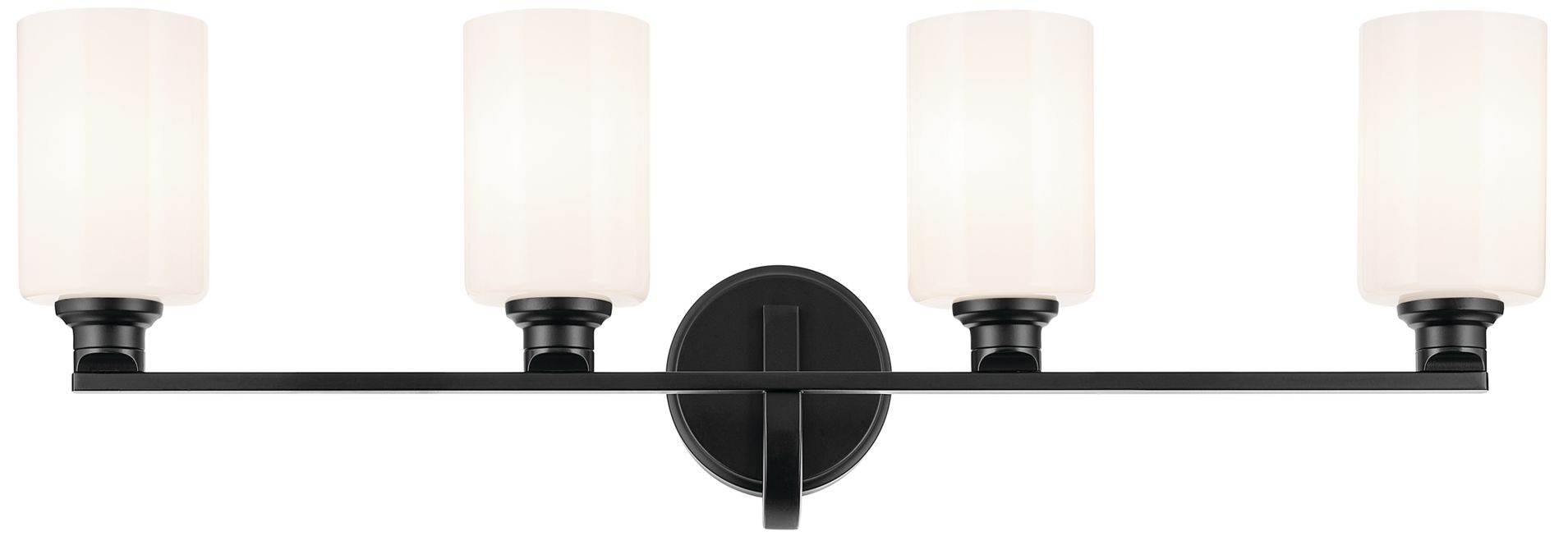 Image 5 Kichler Gioe 4-Light Black Vanity Light with Opal Fluted Glass Shades more views
