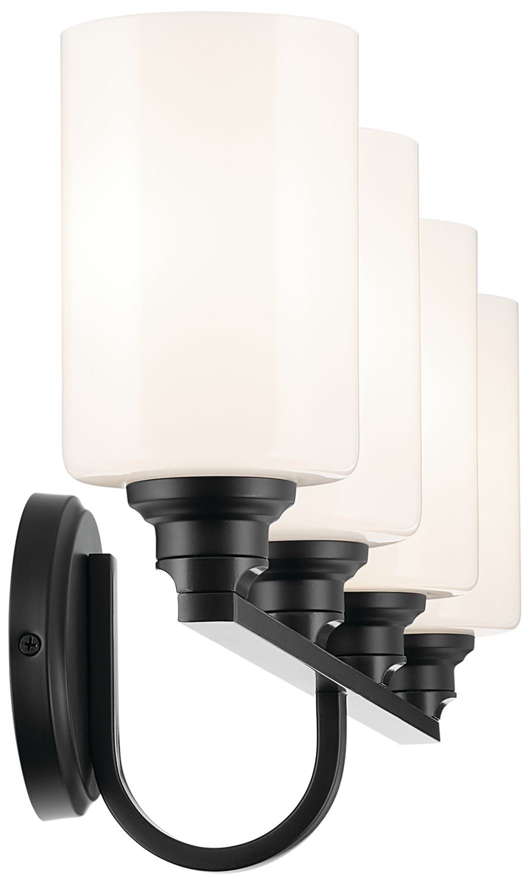 Image 6 Kichler Gioe 4-Light Black Vanity Light with Opal Fluted Glass Shades more views