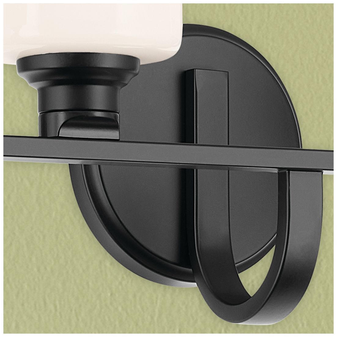 Kichler Gioe 4-Light Black Vanity Light with Opal Fluted Glass Shades