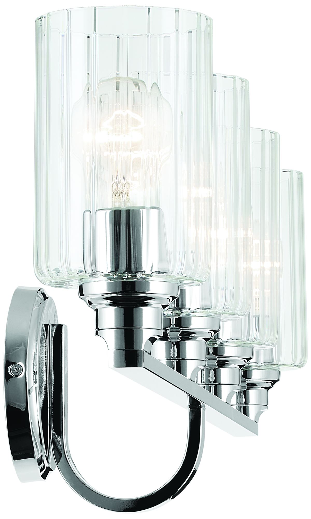 Image 3 Kichler Gioe 4-Light Chrome Vanity Light with Clear Fluted Glass Shades more views
