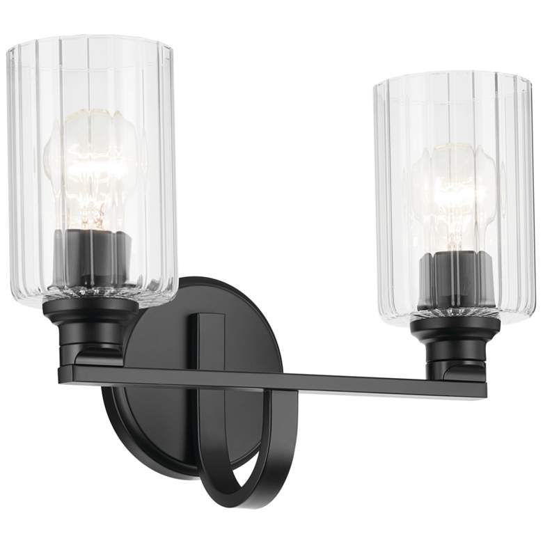 Image 1 Kichler Gioe Black Bath 2Lt with Clear Fluted Glass