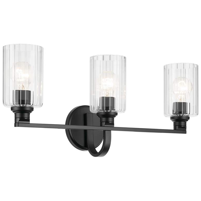 Image 1 Kichler Gioe Black Bath 3Lt with Clear Fluted Glass