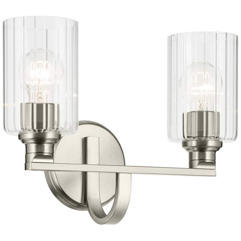 Image 1 Kichler Gioe Brushed Nickel Bath 2Lt with Clear Fluted Glass