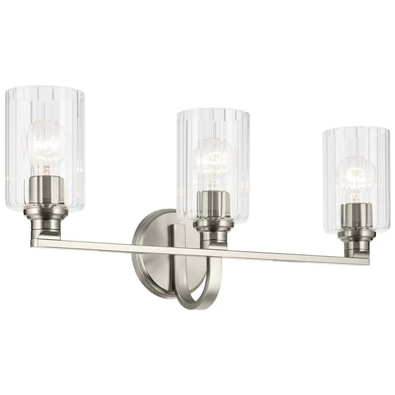 Image 1 Kichler Gioe Brushed Nickel Bath 3Lt with Clear Fluted Glass