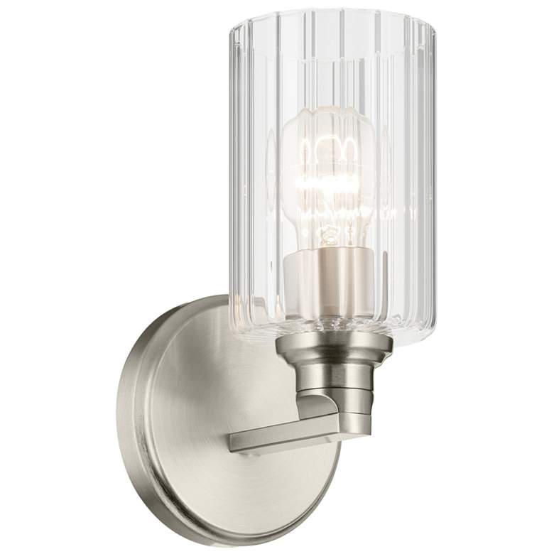Image 1 Kichler Gioe Brushed Nickel Wall Sconce 1Lt with Clear Fluted Glass
