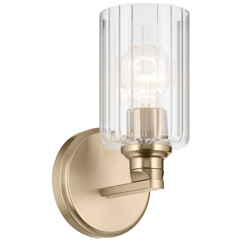Image 1 Kichler Gioe Champagne Bronze Wall Sconce 1Lt with Clear Fluted Glass