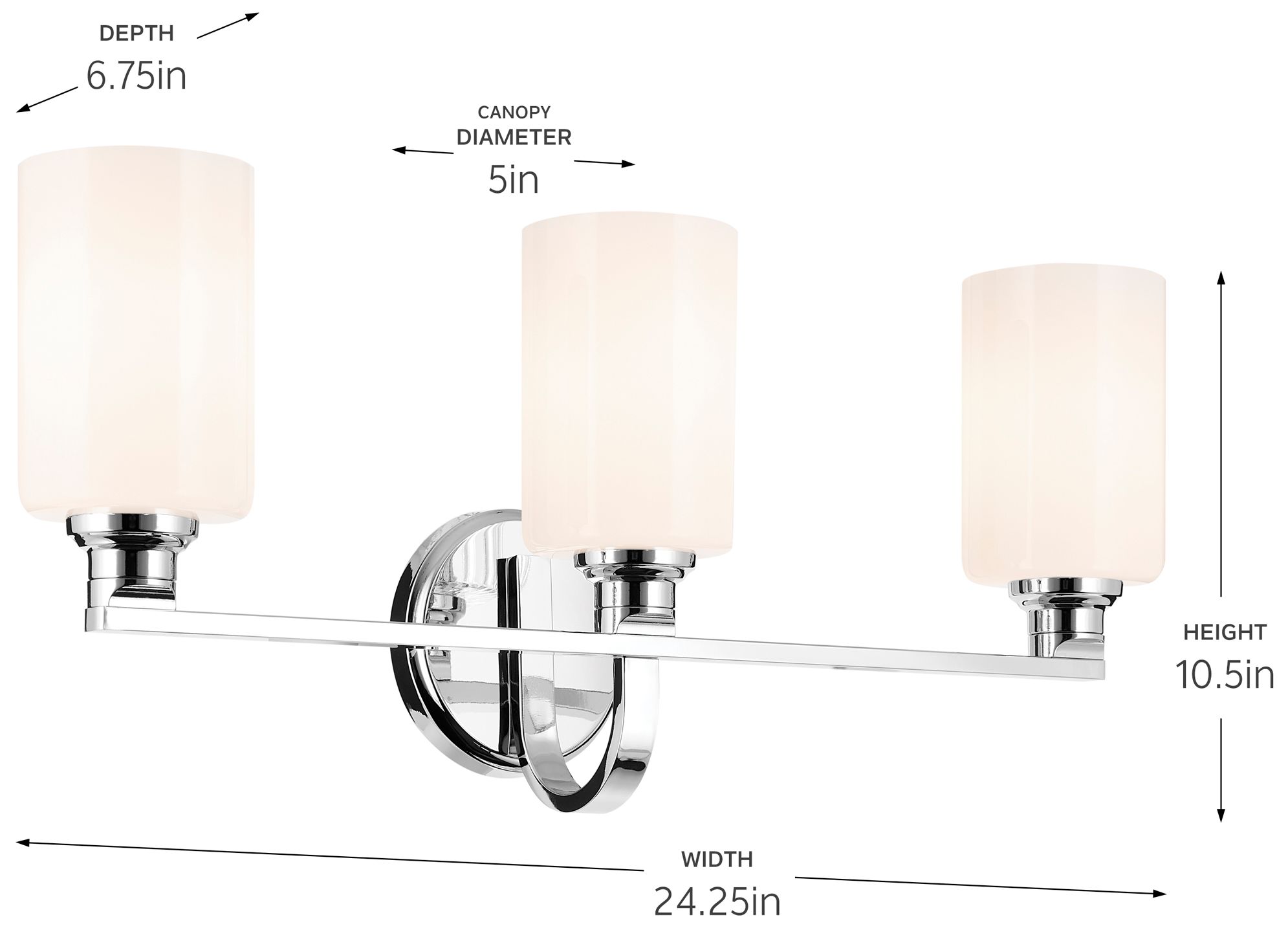 Kichler Gioe Chrome Bath 3Lt with Opal Glass