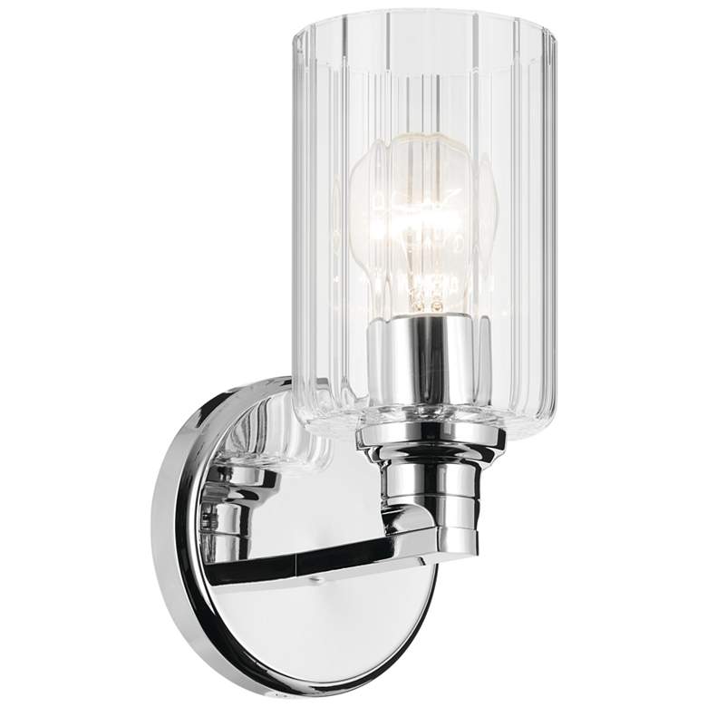 Image 1 Kichler Gioe Chrome Wall Sconce 1Lt with Clear Fluted Glass