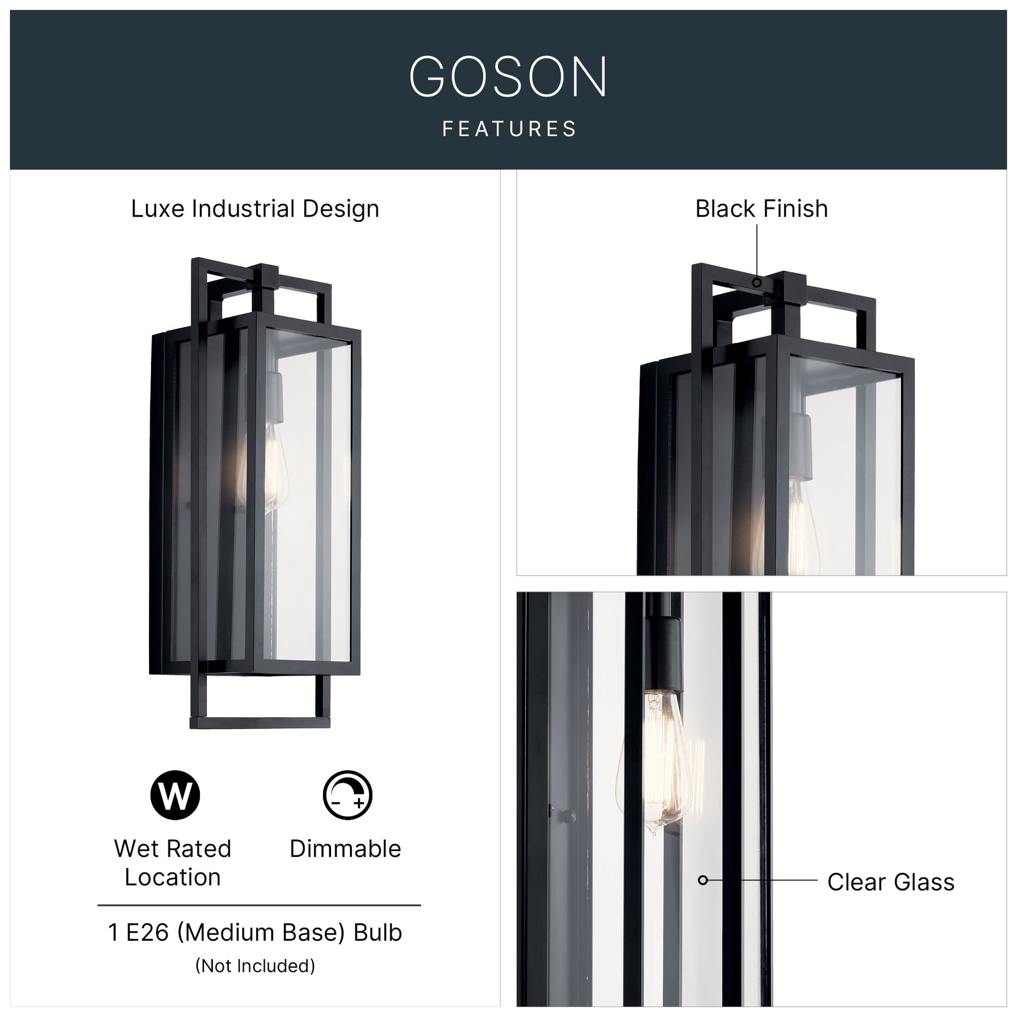 Image 6 Kichler Goson 20 1/4" High Black Outdoor Wall Light more views