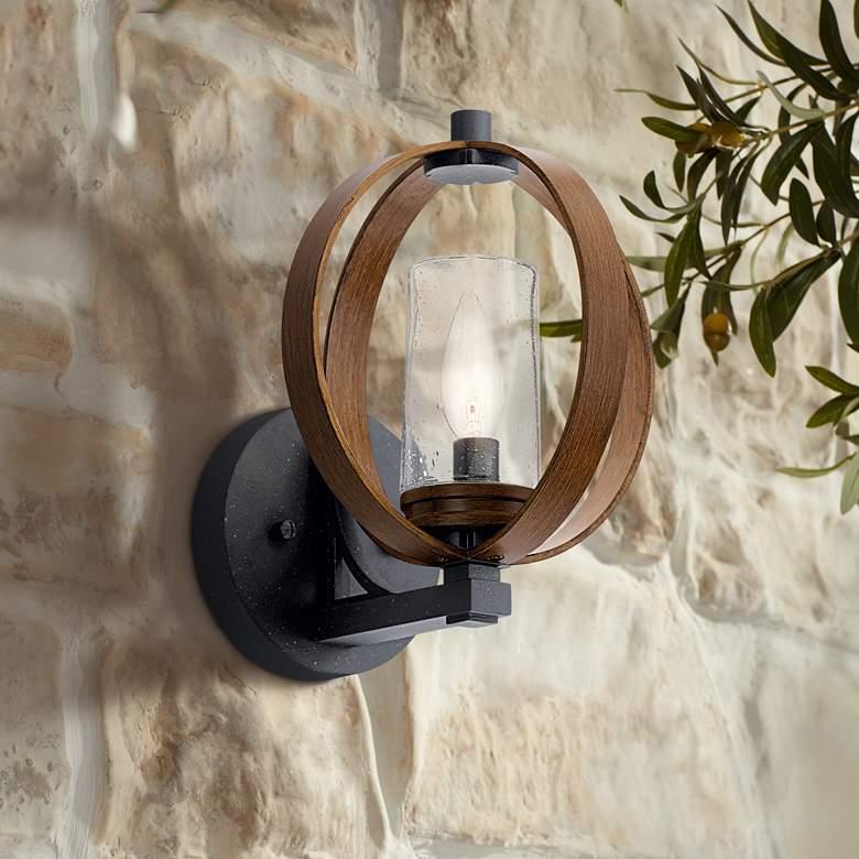 Image 1 Kichler Grand Bank 10"H Auburn Stained Outdoor Wall Light