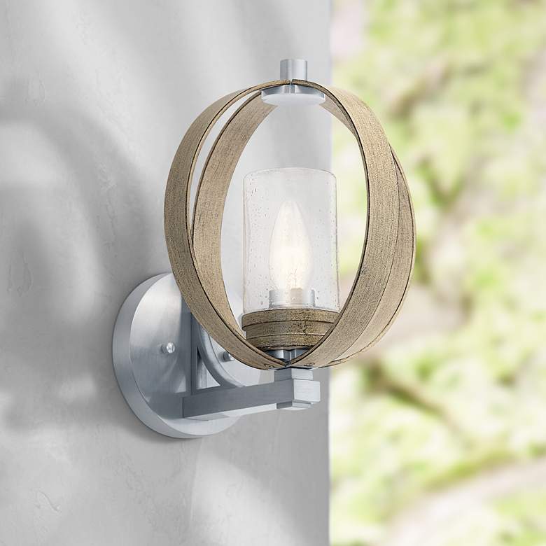 Image 1 Kichler Grand Bank 12 3/4 inchH Antique Gray Outdoor Wall Light