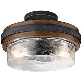 Image2 of Kichler Grand Bank 12" Wide Auburn Stained 2-Light Ceiling Light